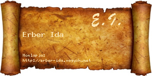 Erber Ida névjegykártya